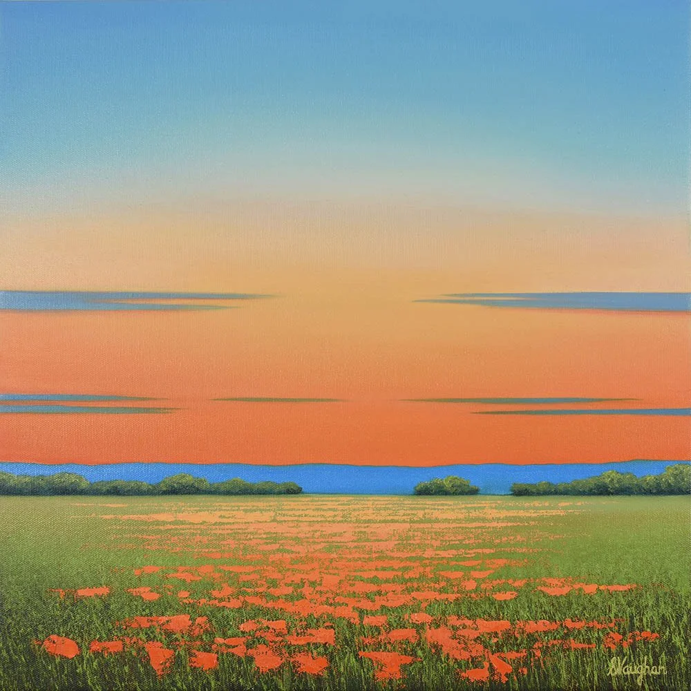 Field of Spring Flowers - Suzanne Vaughan Art - Original Blue